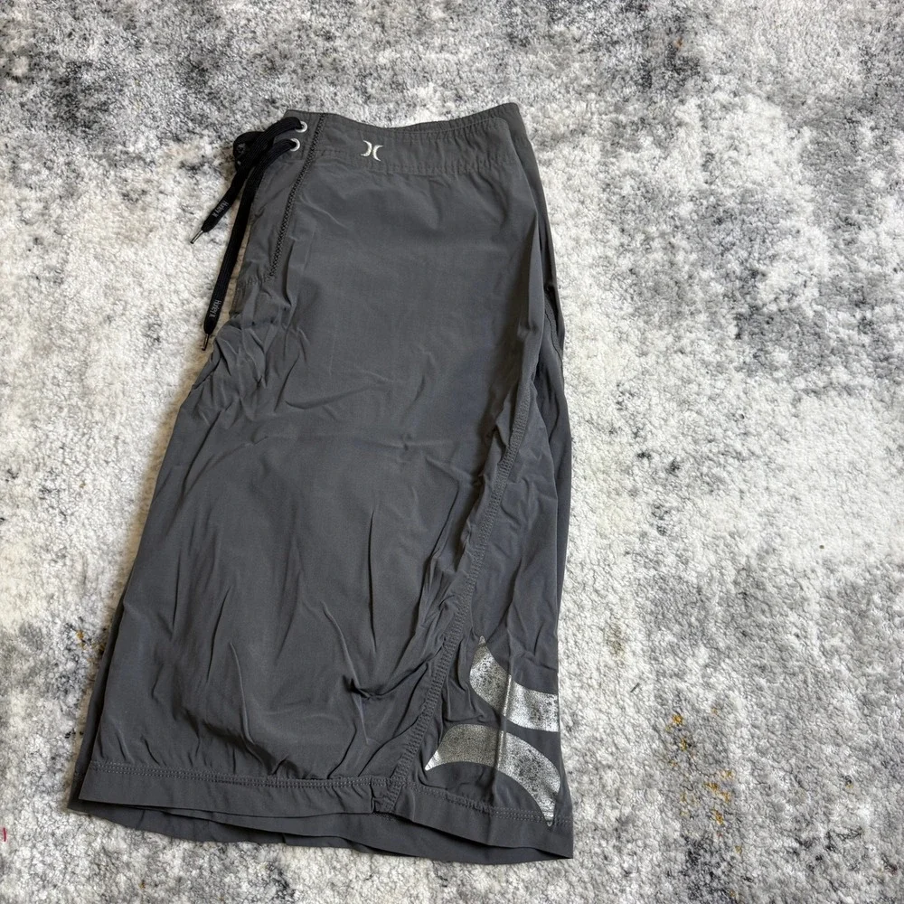 Hurley Phantom Board Shorts Mens 38 Grey Silver Metallic Logo MB04A Stretch Surf